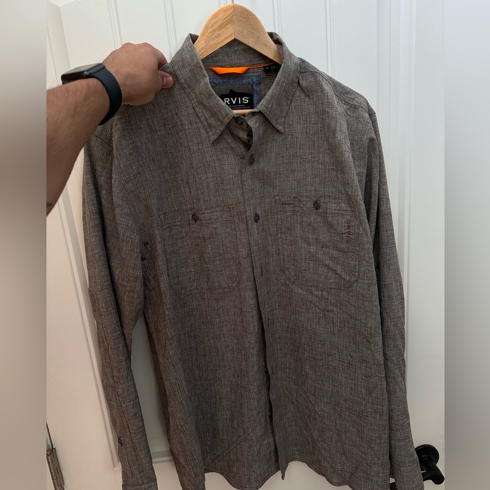 Orvis Medium Long Sleeve Shirt Light Brown